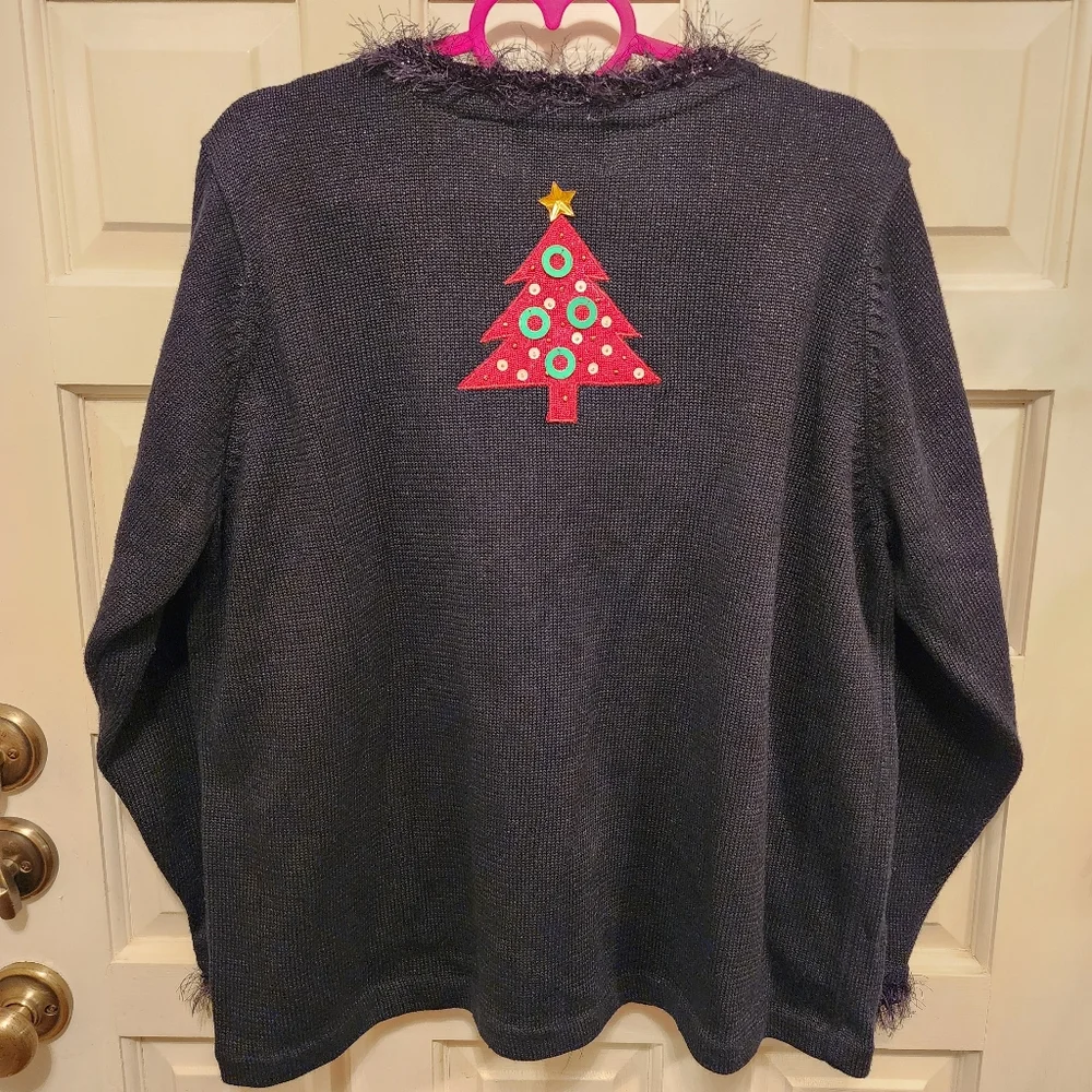 DESIGN OPTIONS Sweater Phil & Jane Gordon Black Festive Christmas Trees XL - Picture 4 of 4